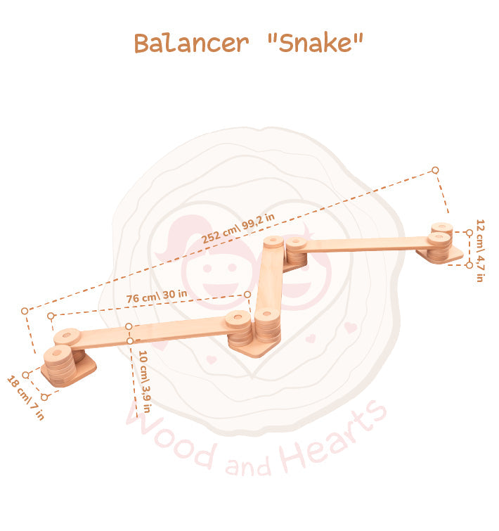 Wood and Hearts Eco-Friendly Wooden Balance Beam for Kids