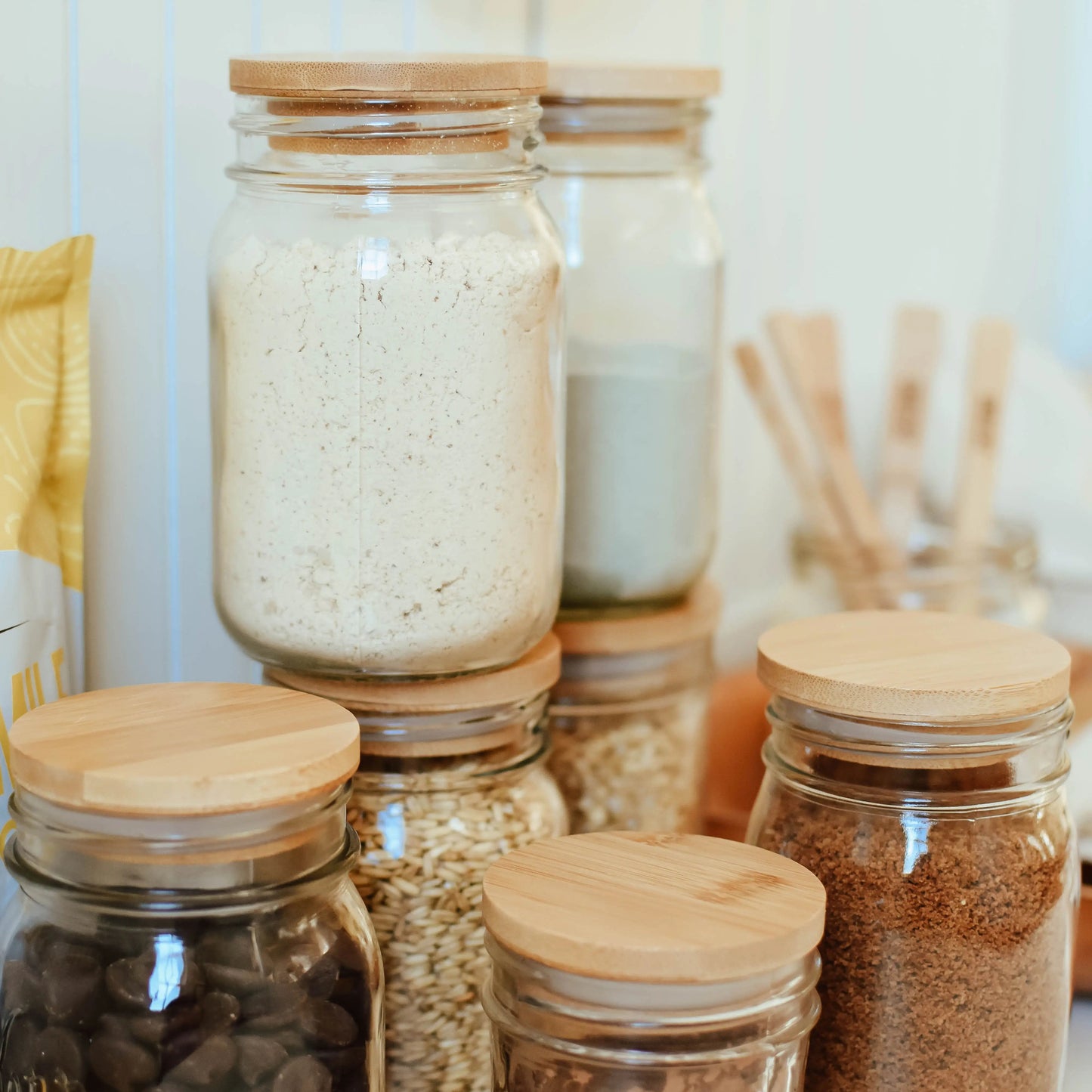 Bamboo Jar Lids – Plastic-Free Storage for Mason Jars | Regular & Wide Mouth