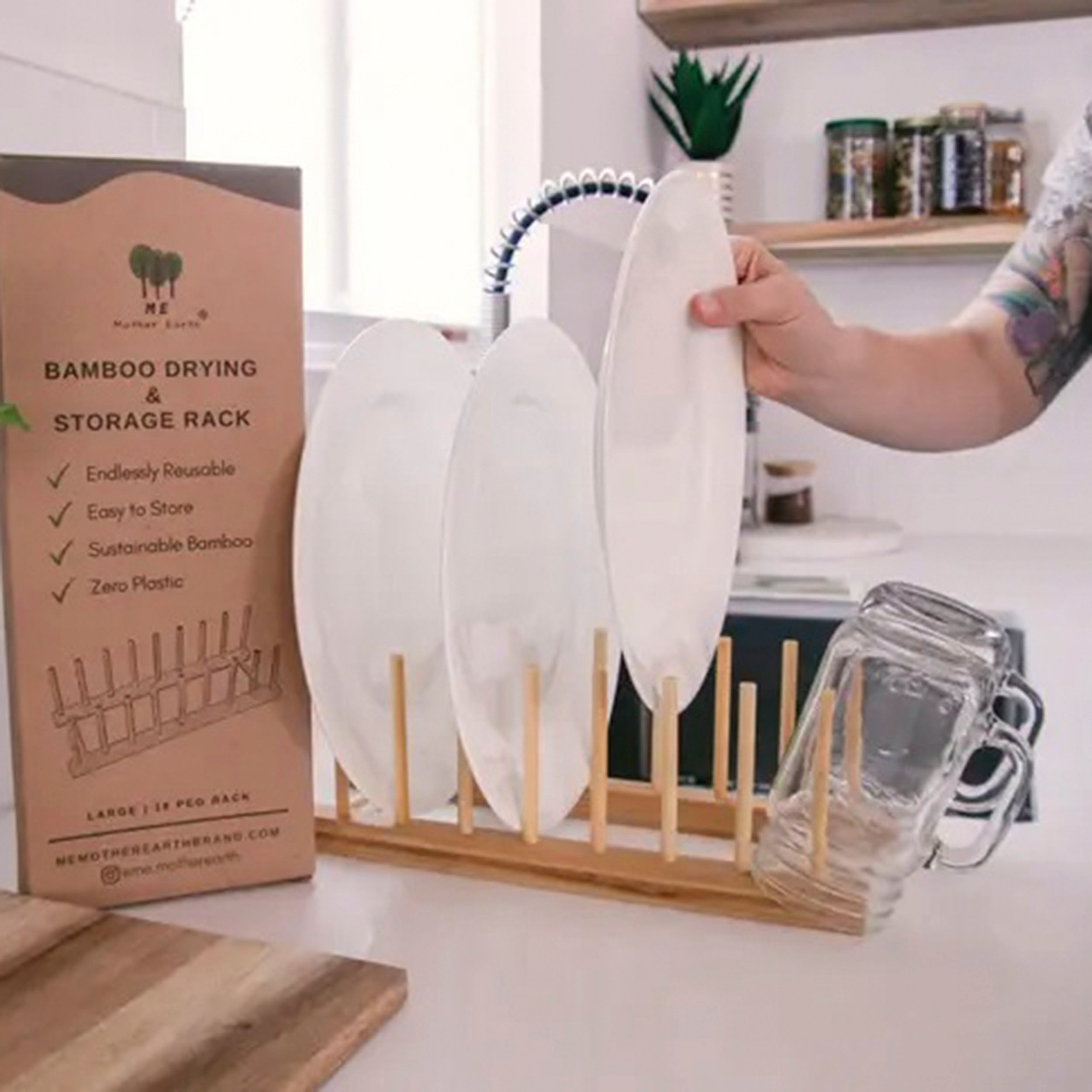 Bamboo Dish Drying & Storage Rack - Thumbnail 3