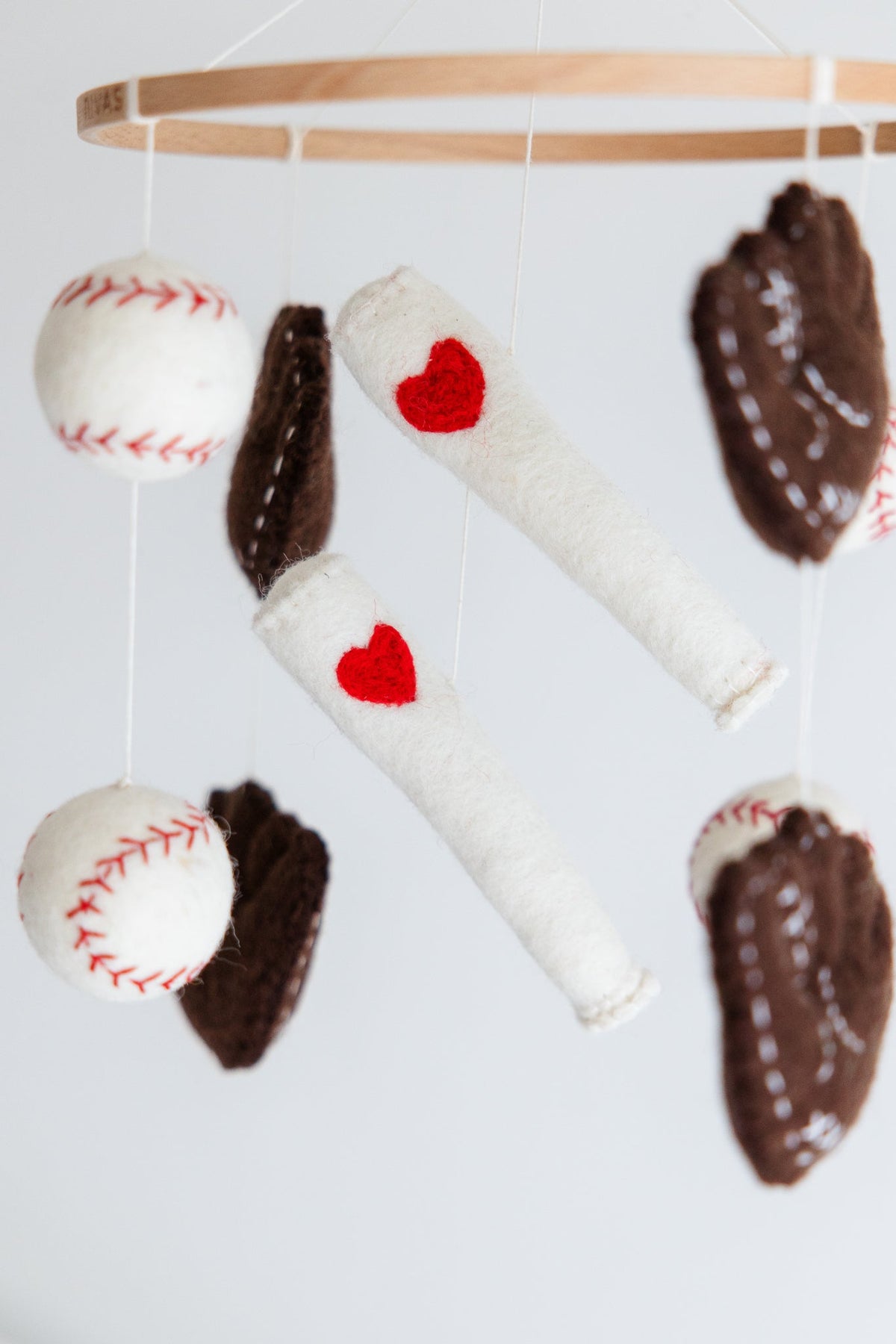 Baseball Crib Mobile – Handmade Wool Felt Nursery Decor