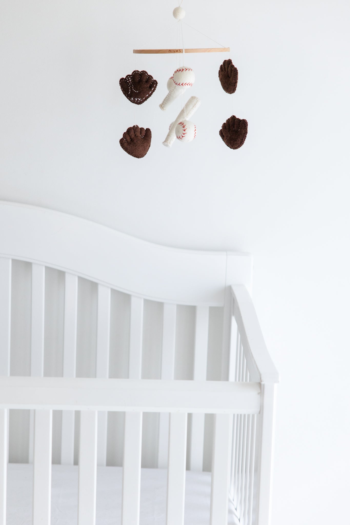 Baseball Crib Mobile – Handmade Wool Felt Nursery Decor