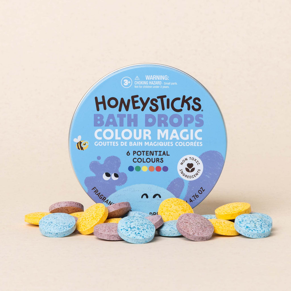 Honeysticks Color Magic Bath Drops – Fizzy Color-Mixing Bath Tablets, Fragrance-Free, 27 Pack