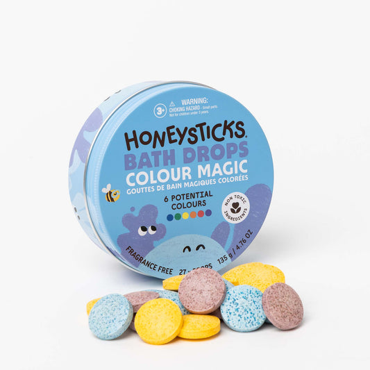 Honeysticks Color Magic Bath Drops – Fizzy Color-Mixing Bath Tablets, Fragrance-Free, 27 Pack
