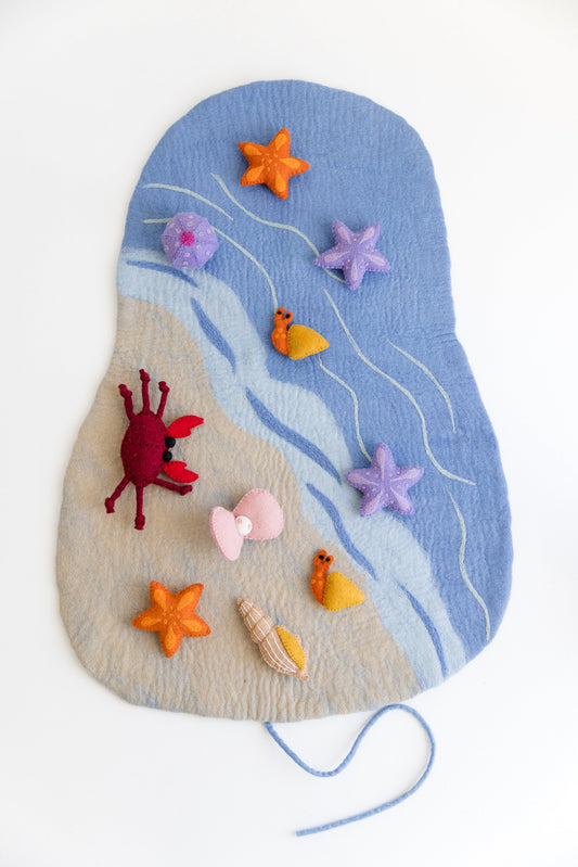 Beach Play Mat & Toys – Handmade Wool Felt Sensory Play Set