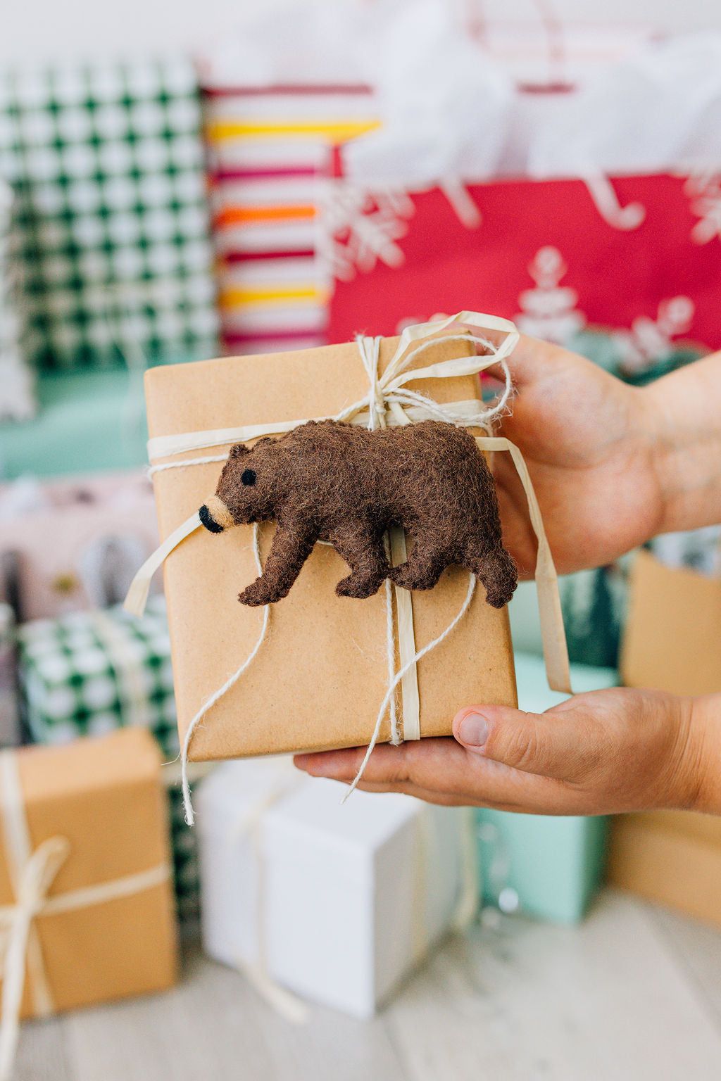 Bear Ornament – Handmade Wool Felt Holiday Decor