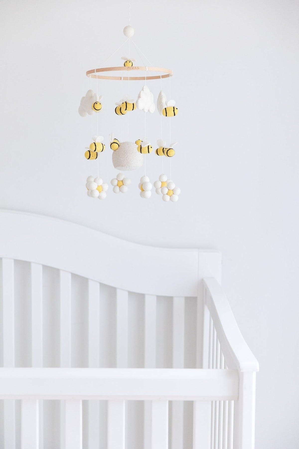 Nivas Bee Crib Mobile – Handmade Wool Felt Nursery Mobile