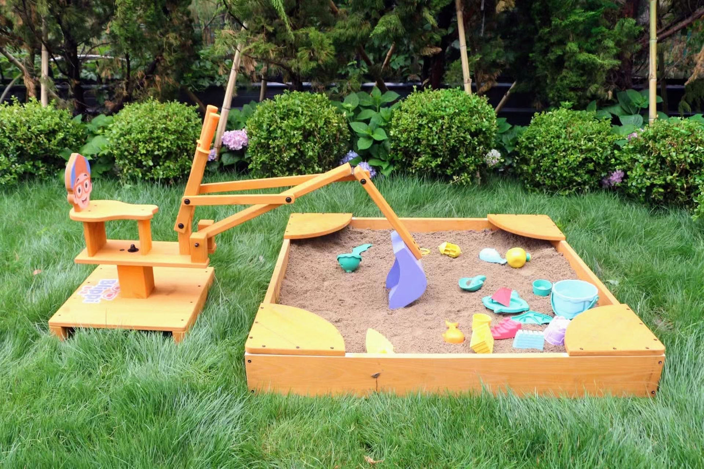 Avenlur Blippi Excavator: Wooden Sustainable Ride-On Sandbox Toy with 360° Swivel for Toddlers