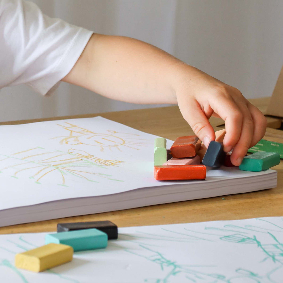 Honeysticks Block Beeswax Crayons – Flat, Stackable, Classic & Pastel, 12 Pack
