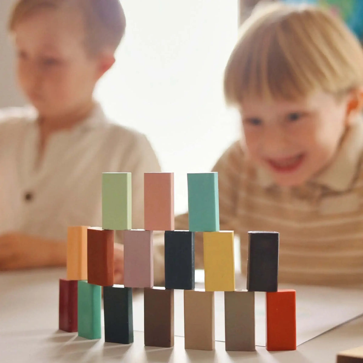 Honeysticks Block Beeswax Crayons – Flat, Stackable, Classic & Pastel, 12 Pack