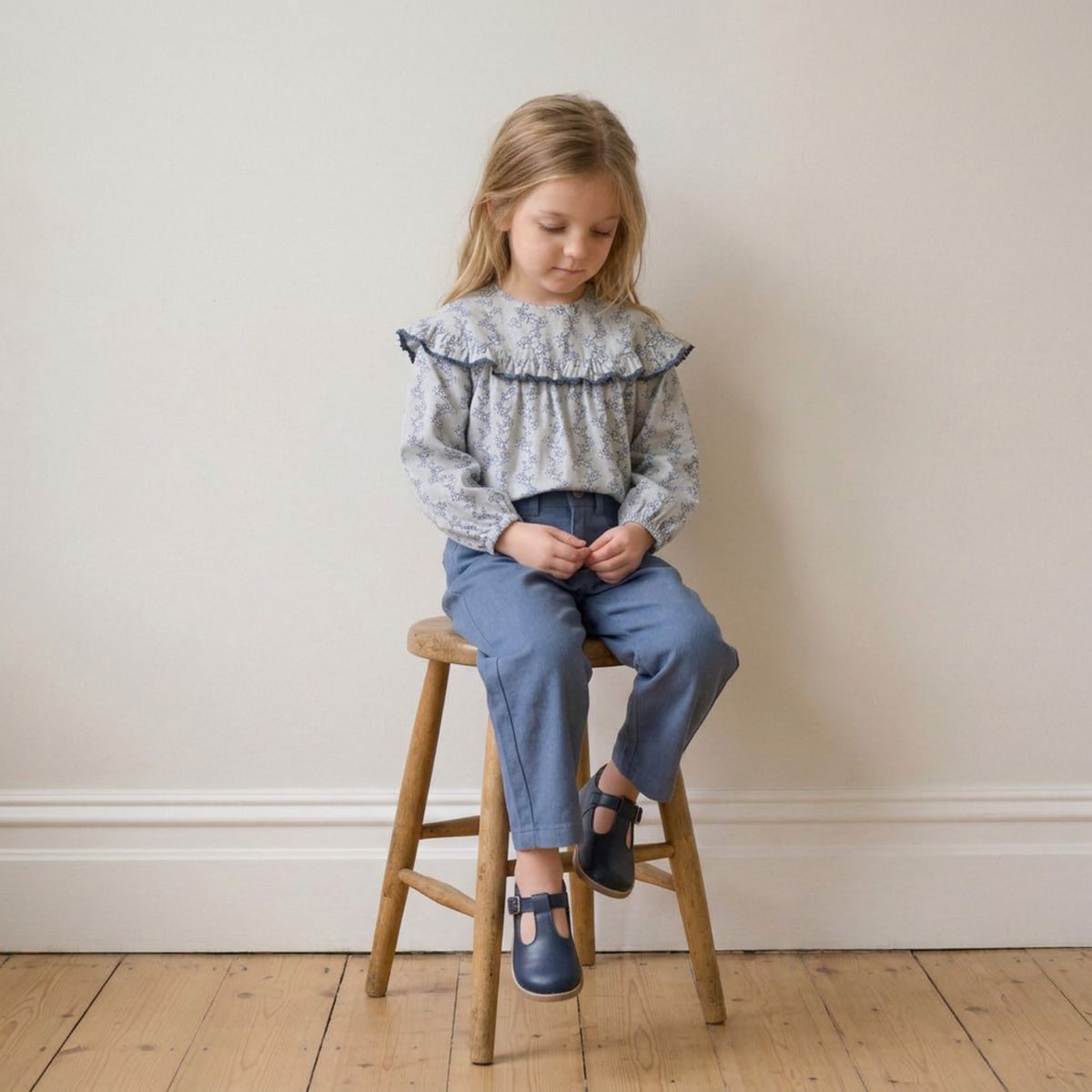 Organic Cotton Ruffle Button Blouse for Toddlers – Bluebell Vine