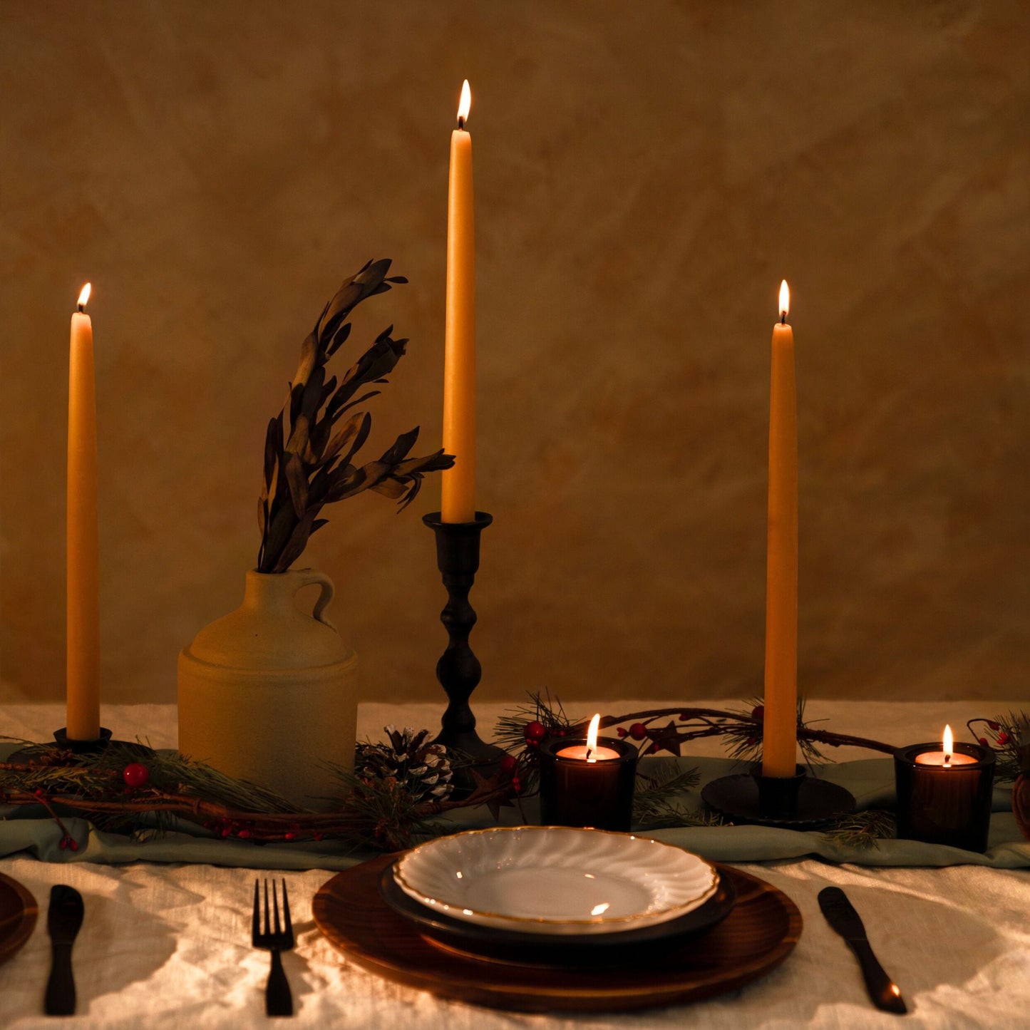 Hand-Dipped Beeswax Taper Candles - Bulk 4-Pair Bundle