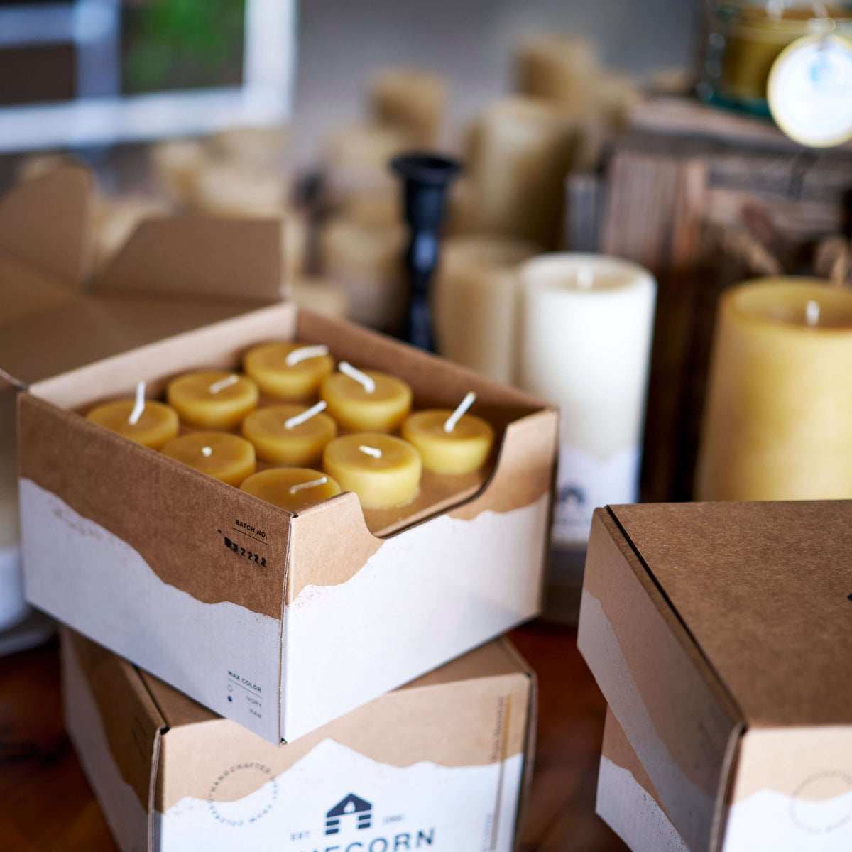 Bluecorn Pure Beeswax Votive Candles – 4-Pack or 18-Pack, Raw or Ivory