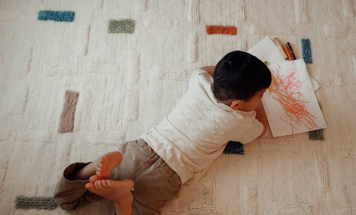 Sage & Wild Brick Wool Rug - RWS Certified New Zealand Wool High-Low Weave Sensory Rug