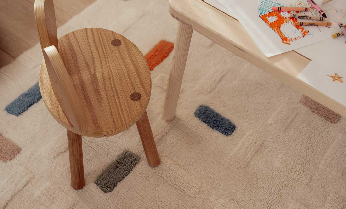 Sage & Wild Brick Wool Rug - RWS Certified New Zealand Wool High-Low Weave Sensory Rug