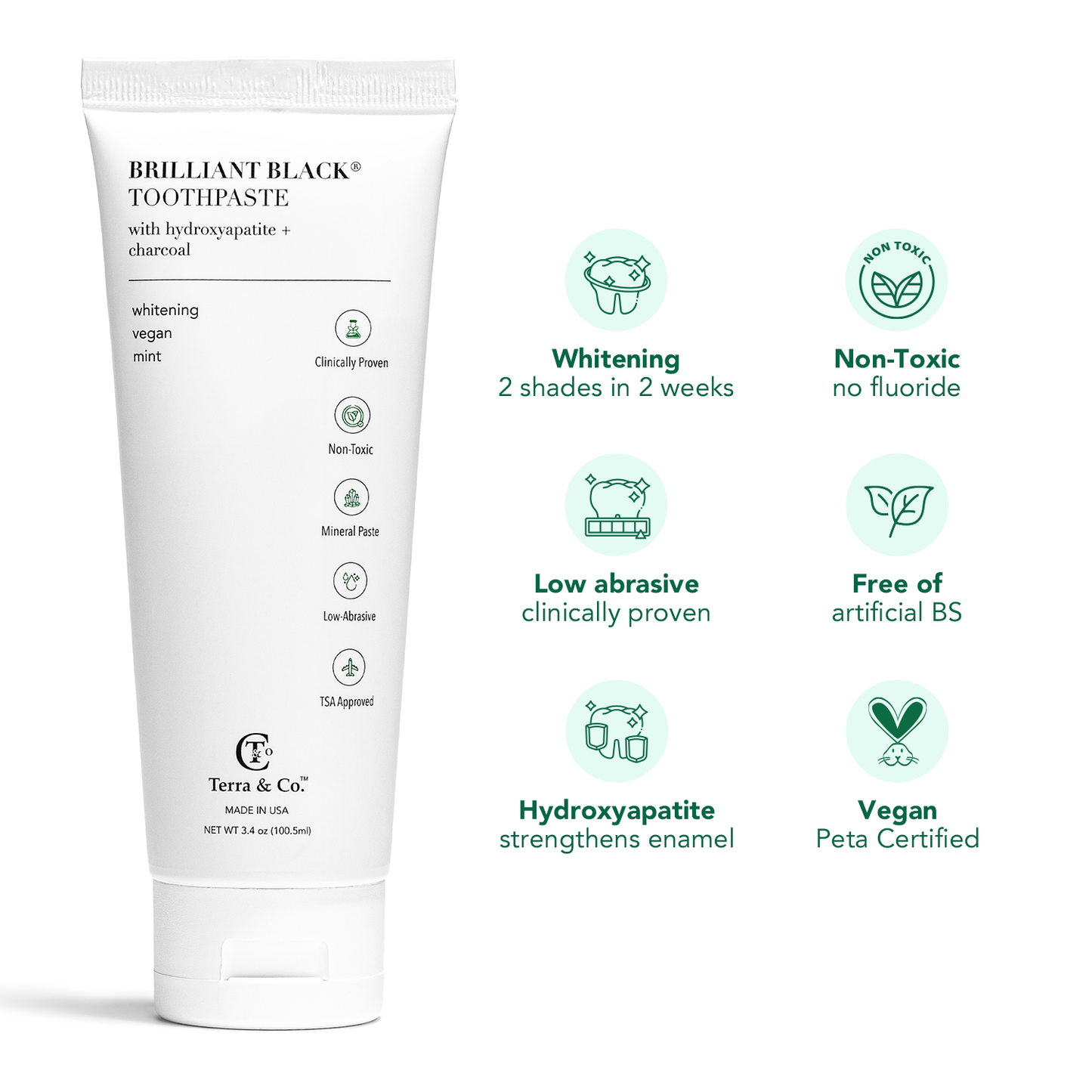 Brilliant Black® Toothpaste | Fluoride-Free Activated Charcoal Whitening – Terra & Co.