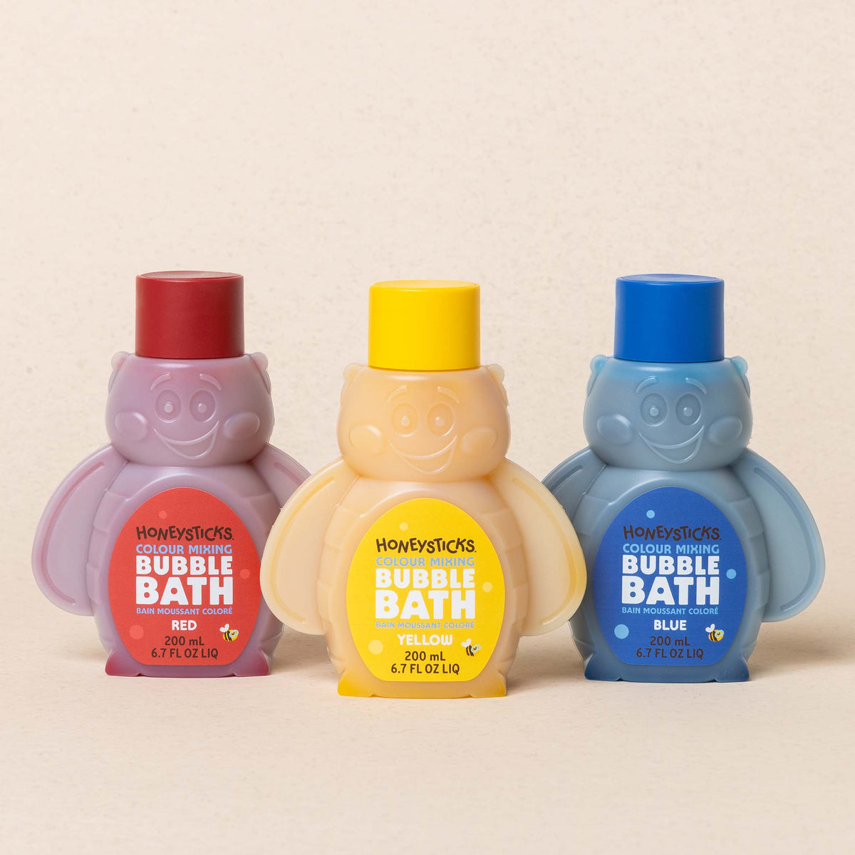 Honeysticks Color Mixing Bubble Bath for Kids – Plant-Based, No Synthetic Fragrance, 3 × 200 ml