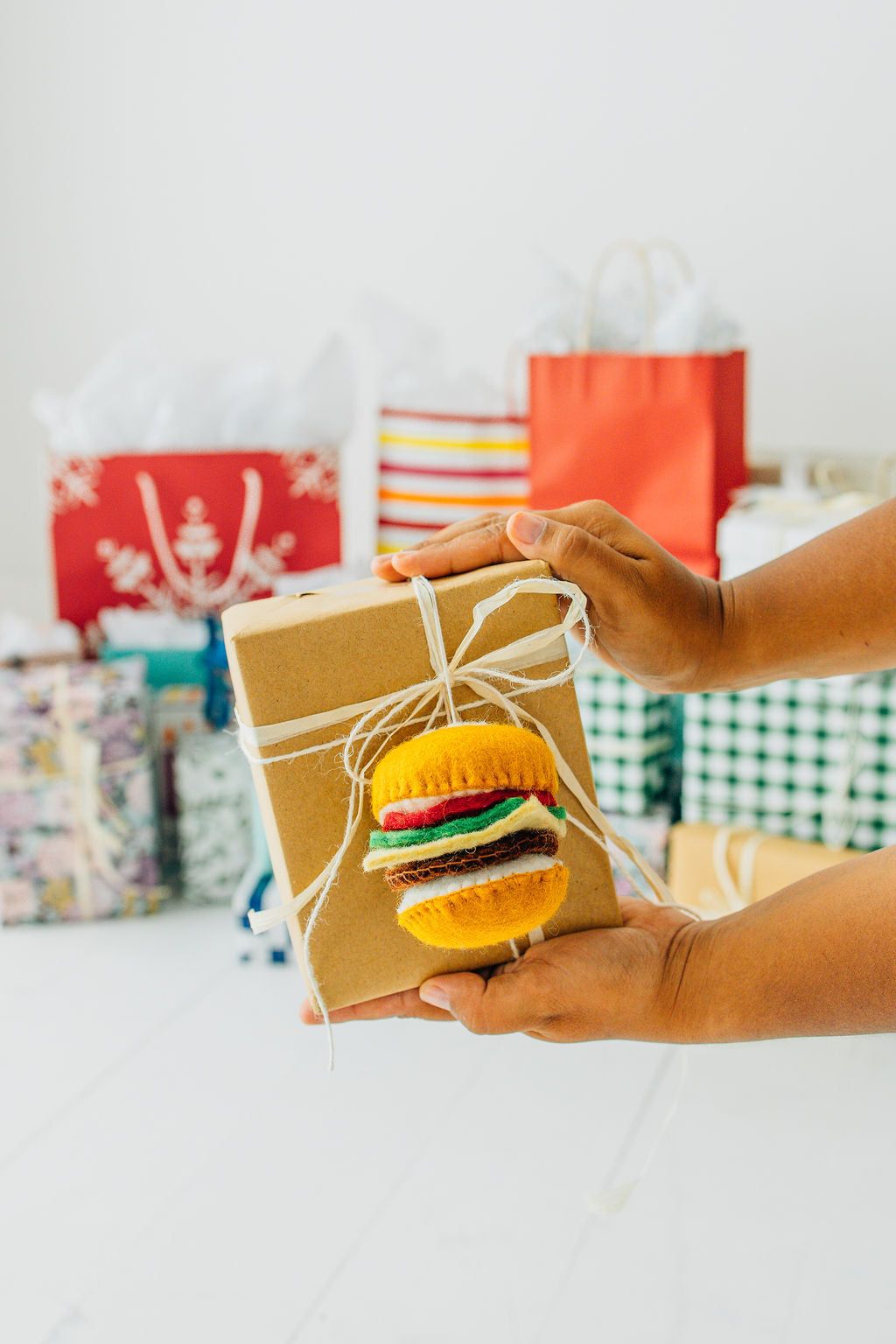 Burger Ornament – Handmade Wool Felt Holiday Decor