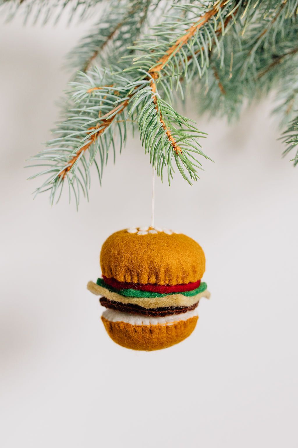 Burger Ornament – Handmade Wool Felt Holiday Decor