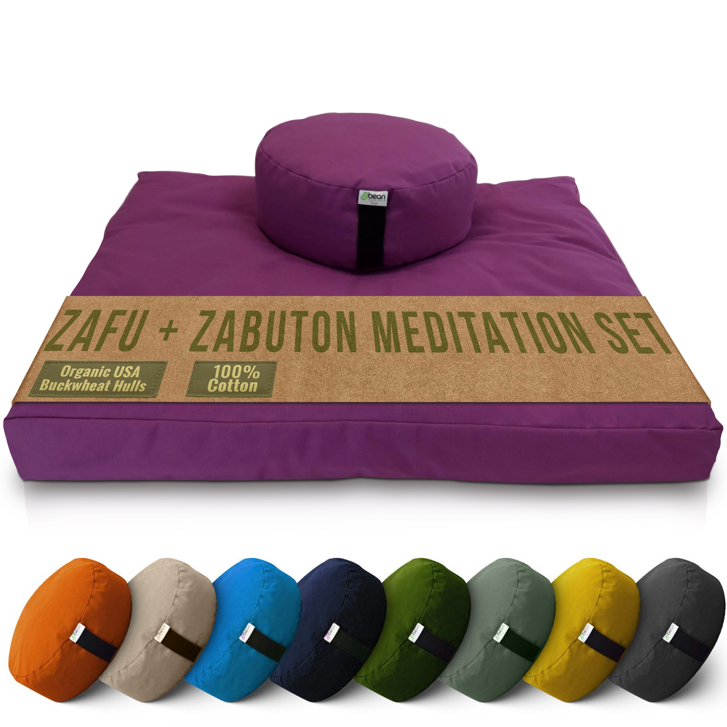Meditation Cushion Set Zafu and Zabuton - Cotton ..Made in USA