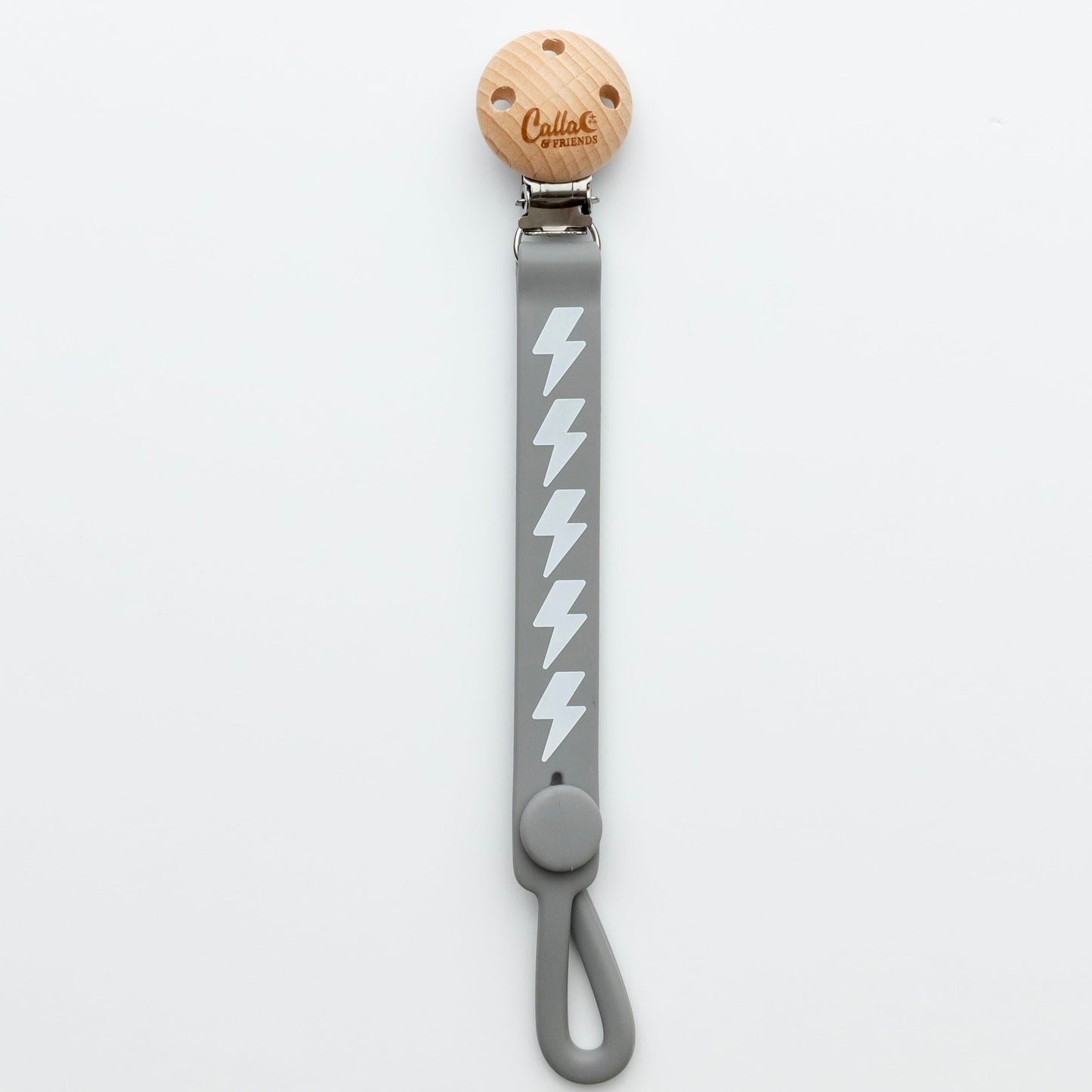 Calla and Friends Silicone Non-Toxic Nash Everything Pacifier Clip - Bolt