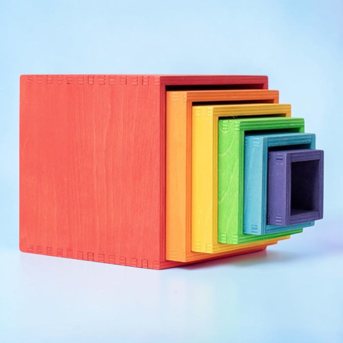 Green Elephant 6-Piece Rainbow Wooden Nesting Boxes – Stacking & Sorting Toy