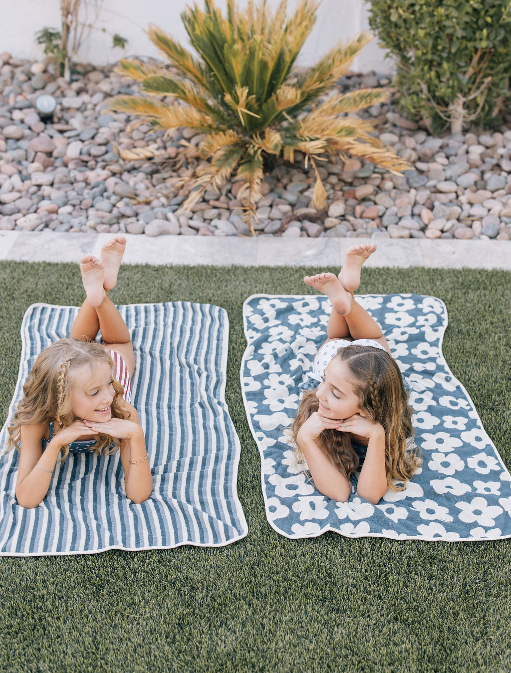 Mebie Baby Blue Stripe Organic Cotton Beach Towel | Non-Toxic, Eco-Friendly Beach Towel for Kids
