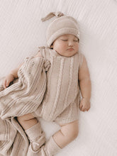 Load image into Gallery viewer, Luca + Luna Organic Cotton Cable Knit Baby Summer Romper - Heather Beige
