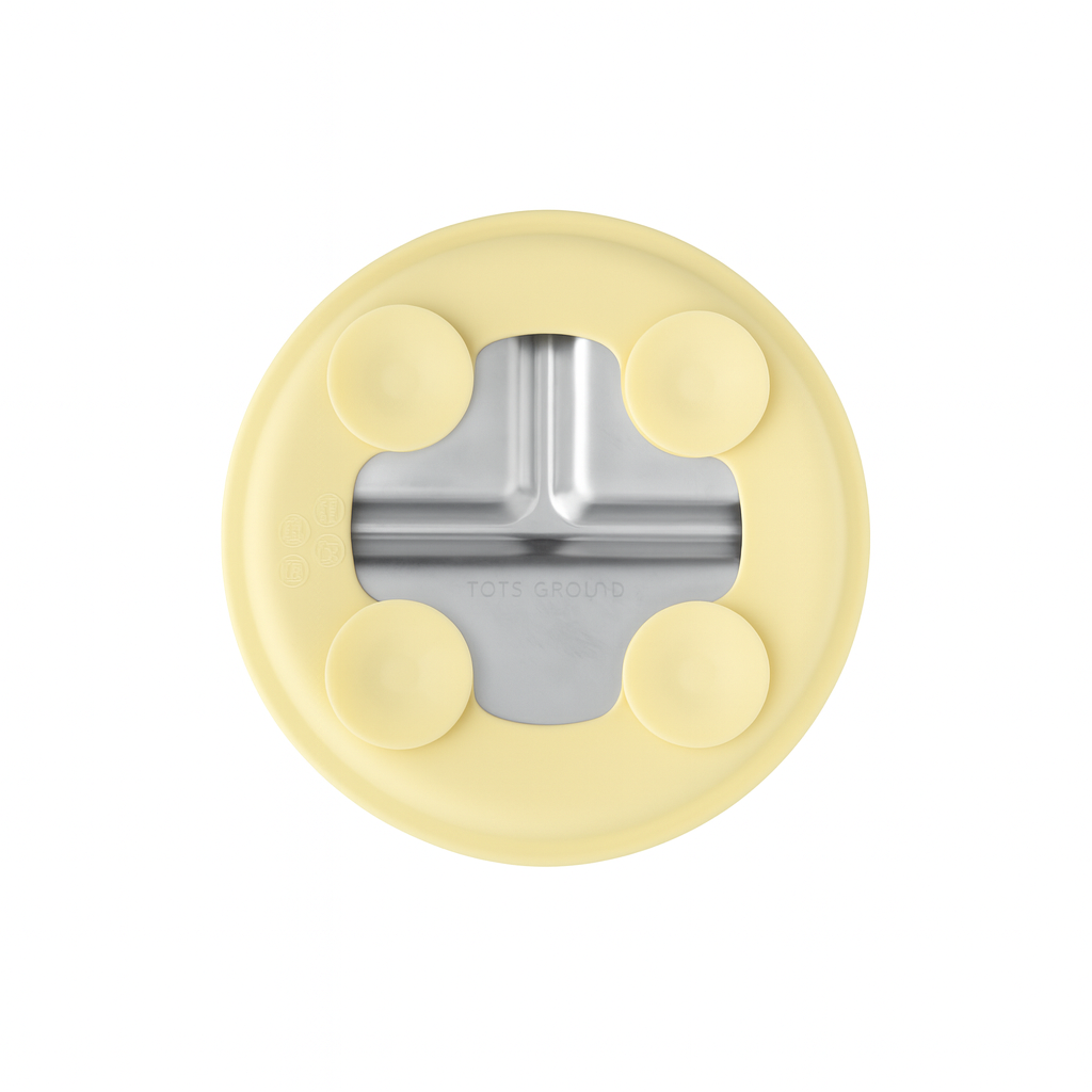 Tots Ground Eco-Friendly Stainless Steel Baby and Toddler Divided Plates PRE-ORDER NOW | Butter Yellow & Baby Blue)