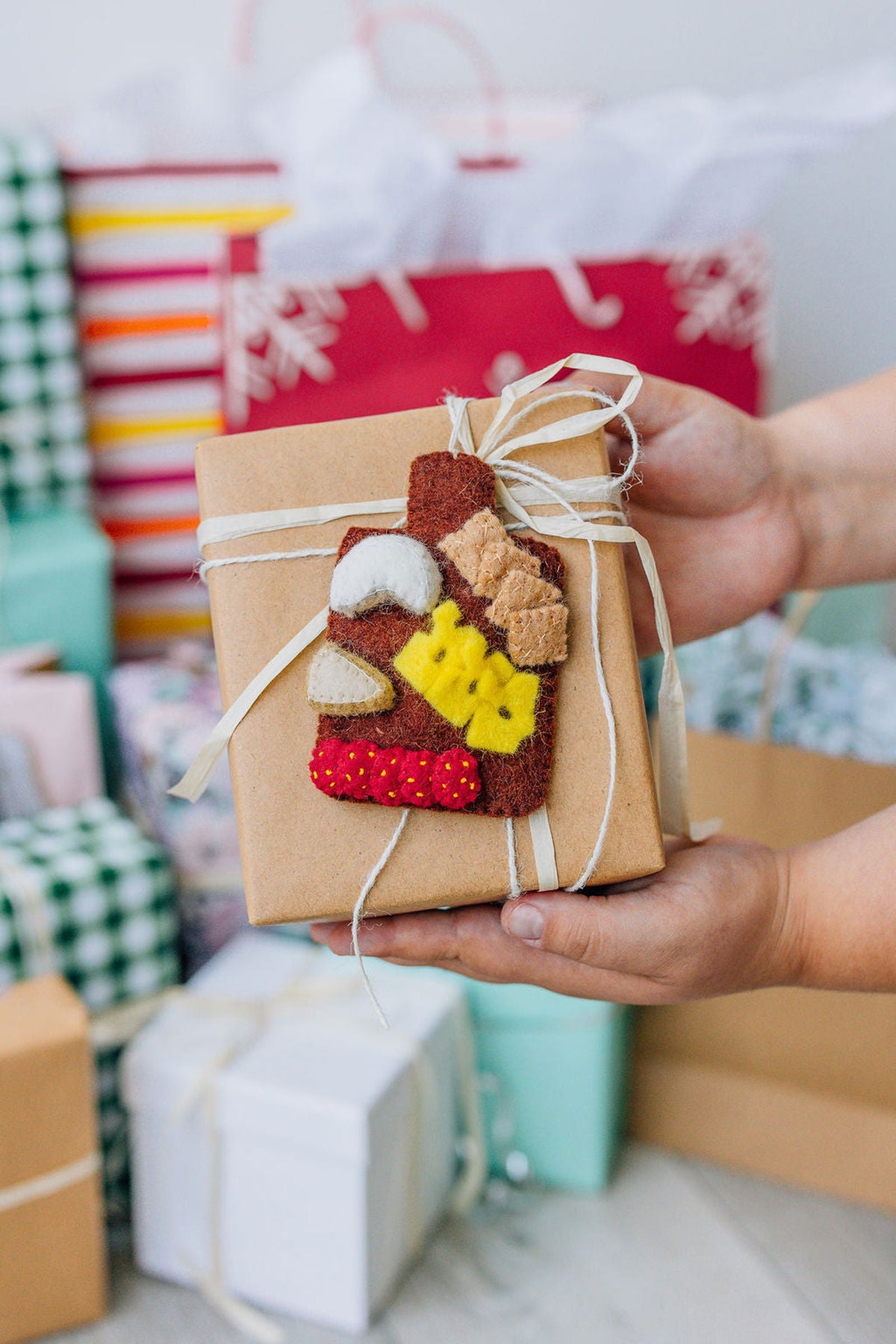 Cheeseboard Ornament – Handmade Wool Felt Holiday Decor