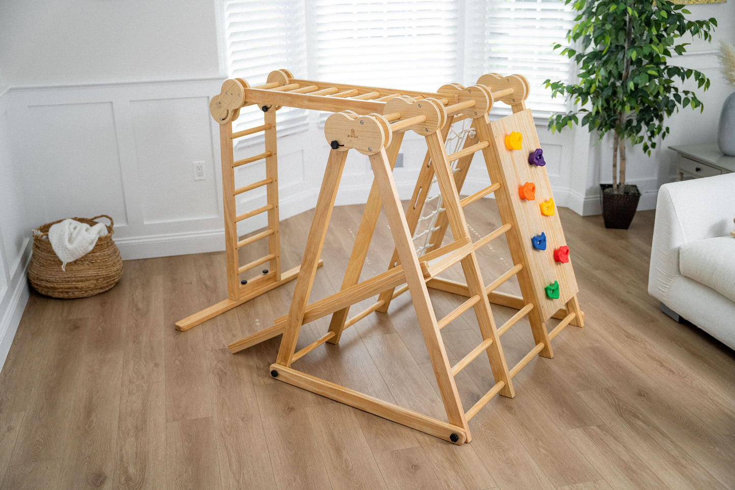Avenlur Chestnut - 8-in-1 Eco-Friendly Wooden Jungle Gym for Toddlers