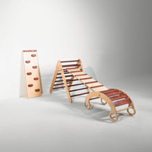 Load image into Gallery viewer, Bunny Hopkins Eco-Friendly Wooden Climber Pikler Triangle Set | Rockwall, Slide, Ladder
