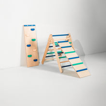 Load image into Gallery viewer, Bunny Hopkins Eco-Friendly Wooden Climber Pikler Triangle Set | Rockwall, Slide, Ladder
