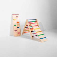 Load image into Gallery viewer, Bunny Hopkins Eco-Friendly Wooden Climber Pikler Triangle Set | Rockwall, Slide, Ladder
