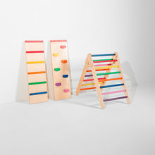 Load image into Gallery viewer, Bunny Hopkins Eco-Friendly Wooden Climber Pikler Triangle Set | Rockwall, Slide, Ladder
