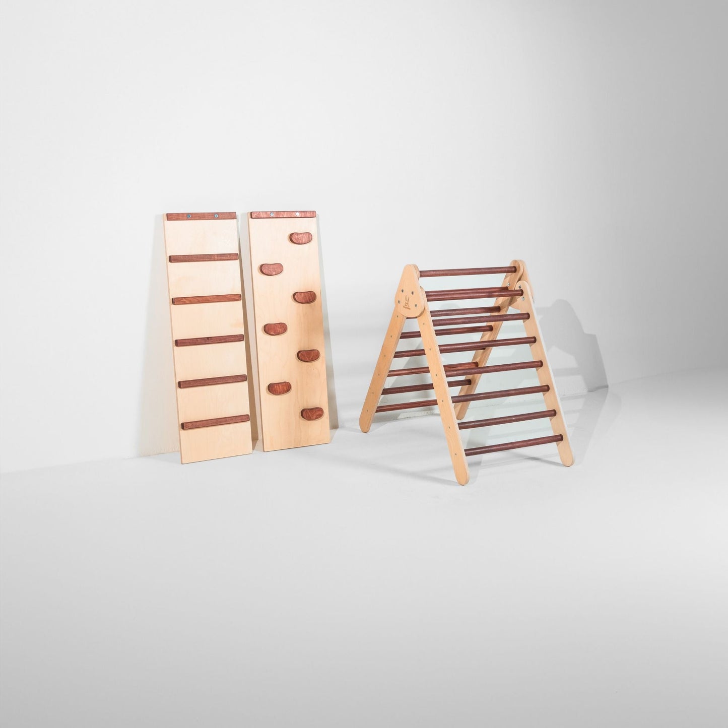 Bunny Hopkins Eco-Friendly Wooden Climber Pikler Triangle Set | Rockwall, Slide, Ladder