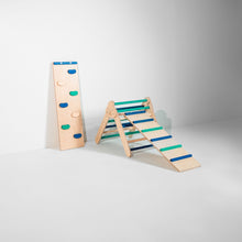 Load image into Gallery viewer, Bunny Hopkins Eco-Friendly Wooden Climber Pikler Triangle Set | Rockwall, Slide, Ladder
