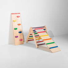 Load image into Gallery viewer, Bunny Hopkins Eco-Friendly Wooden Climber Pikler Triangle Set | Rockwall, Slide, Ladder
