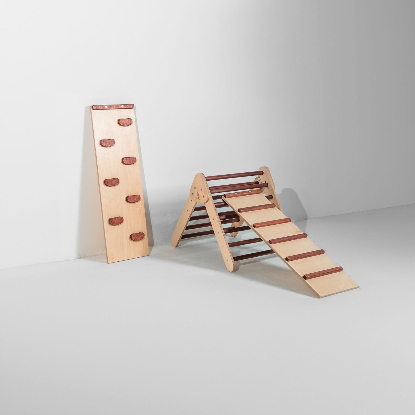 Bunny Hopkins Eco-Friendly Wooden Climber Pikler Triangle Set | Rockwall, Slide, Ladder