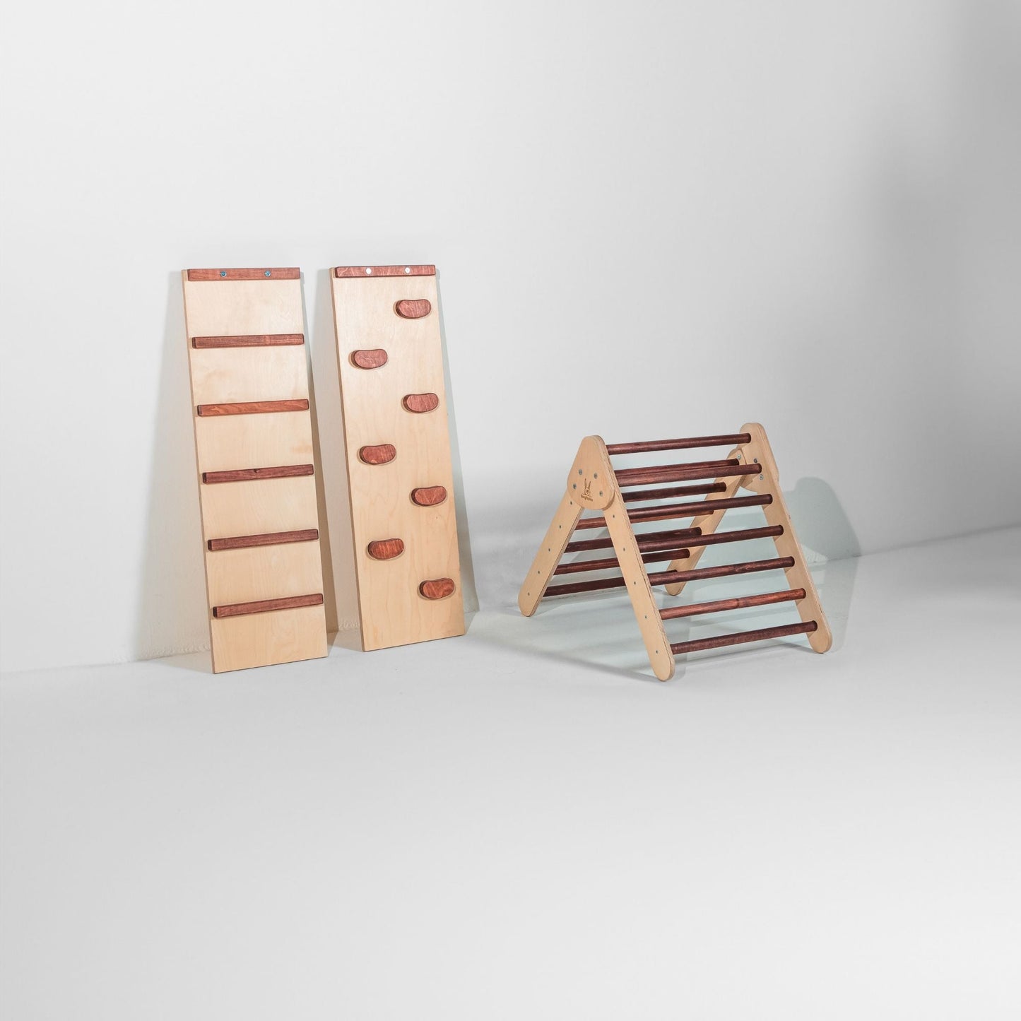 Bunny Hopkins Eco-Friendly Wooden Climber Pikler Triangle Set | Rockwall, Slide, Ladder