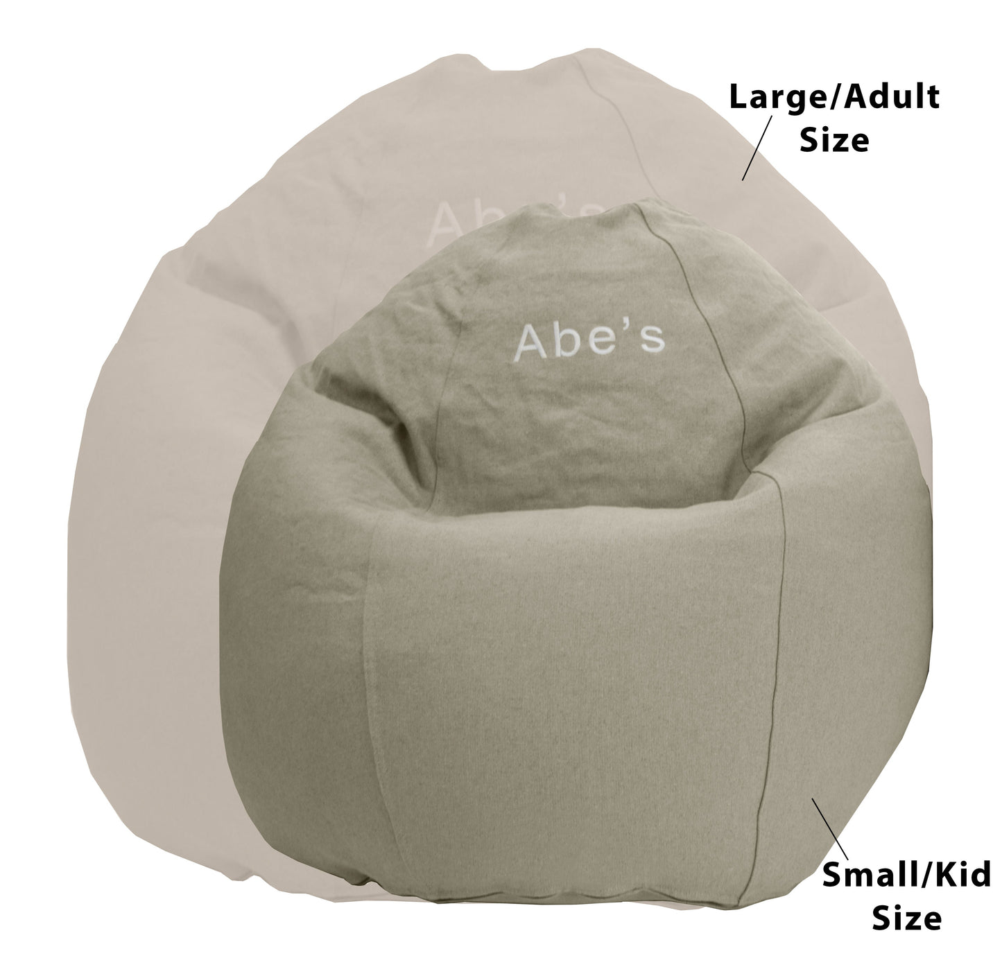 Hemp Bean Bag Chair Lounger - Adult & Teen size Traditional Classic 6 panel beanbag remove wash Eco Friendly Organic 18 oz. Hemp Fabric Comfy Bean - MADE IN USA