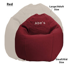 Load image into Gallery viewer, Bean Bag Chair / Lounger Adult Teen size Classic 5 panel Traditional beanbag - Organic Cotton, Comfy Bean MADE IN USA
