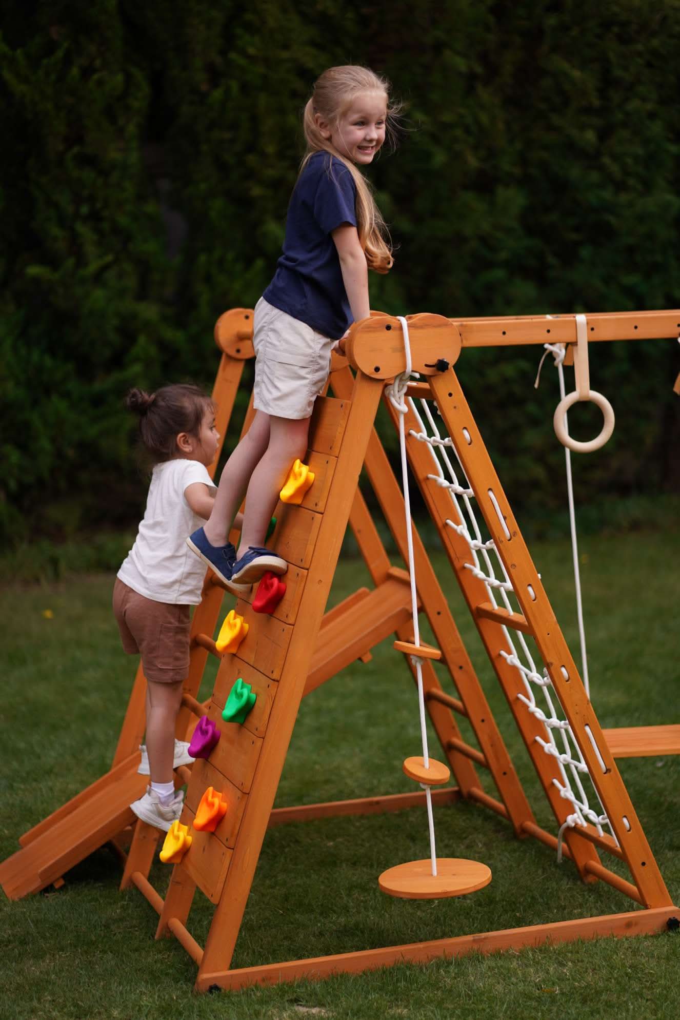 The Chestnut: 8-in-1 Montessori Wooden Climbing Gym & Slide for Toddlers and Kids 2-8 | Indoor/Outdoor Playground Set