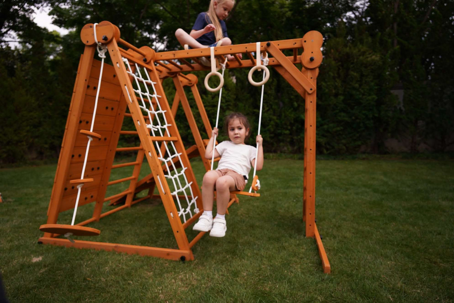 The Chestnut: 8-in-1 Montessori Wooden Climbing Gym & Slide for Toddlers and Kids 2-8 | Indoor/Outdoor Playground Set