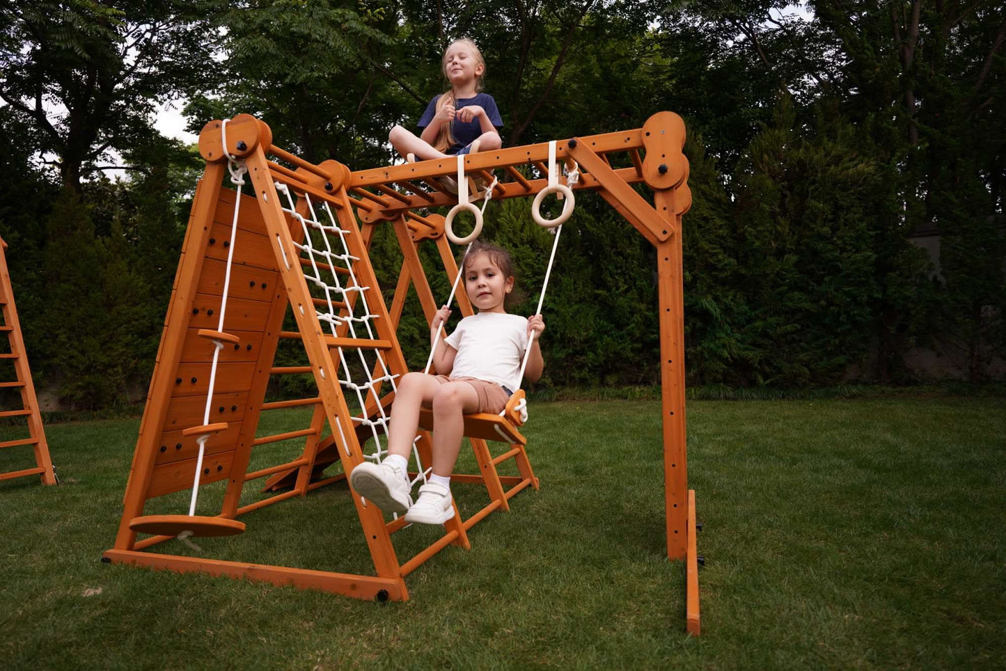 The Chestnut: 8-in-1 Montessori Wooden Climbing Gym & Slide for Toddlers and Kids 2-8 | Indoor/Outdoor Playground Set