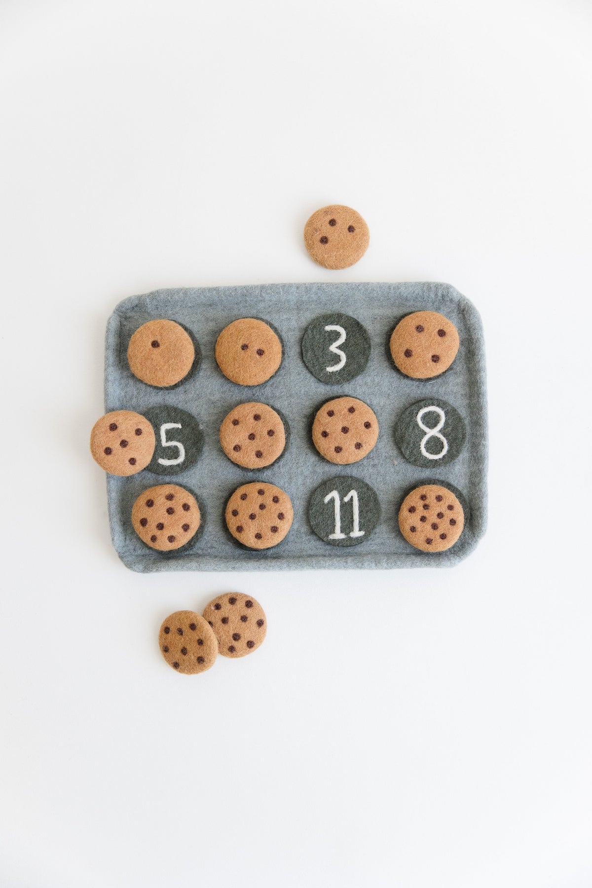 Chocolate Chip Cookie Counting Set – Handmade Wool Felt Learning Toy