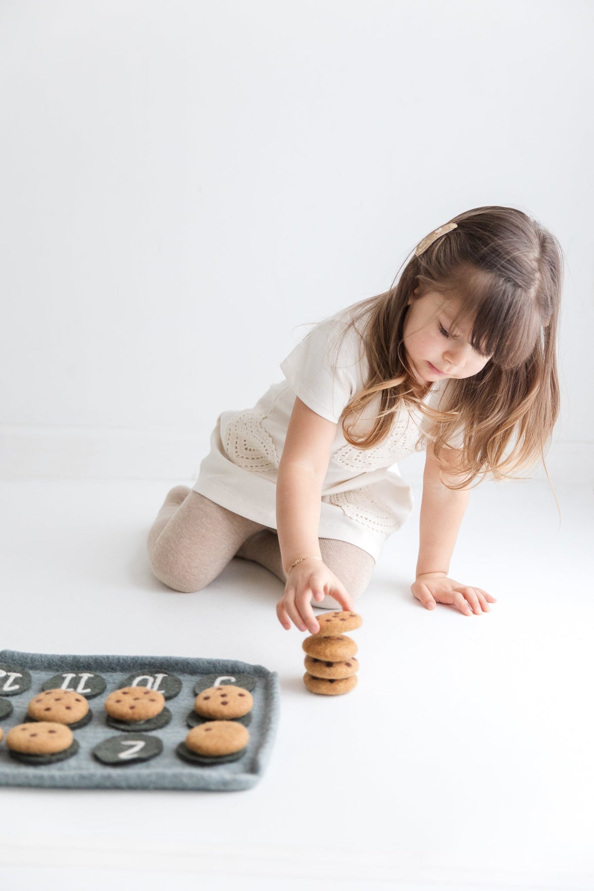 Chocolate Chip Cookie Counting Set – Handmade Wool Felt Learning Toy