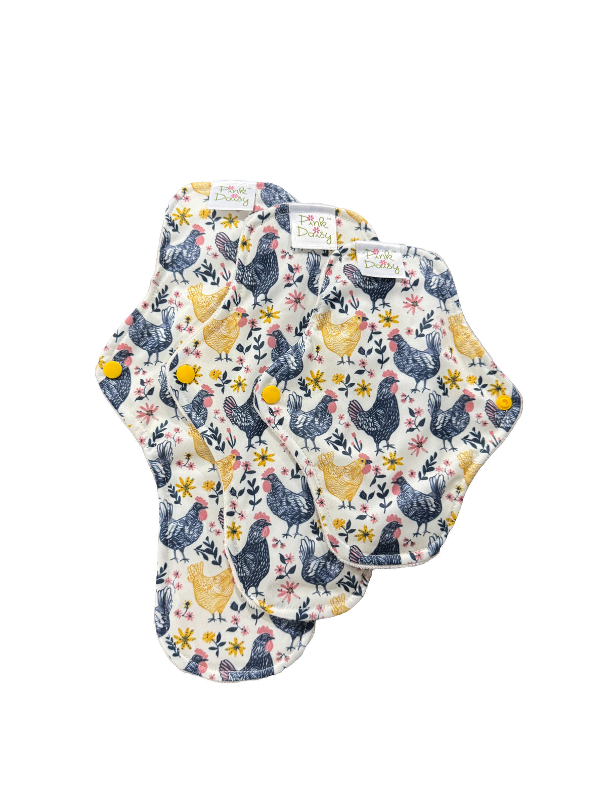 Pink Daisy Reusable Cloth Menstrual Pads – Organic Cotton Velour Top, Snap-On