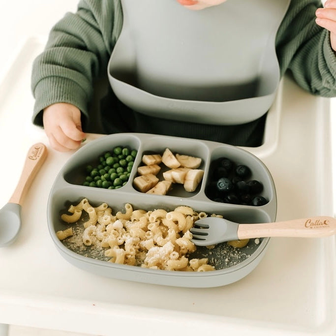 Calla and Friends 4-Section Suction Plate | Food-Grade Silicone Divided Plate for Toddlers