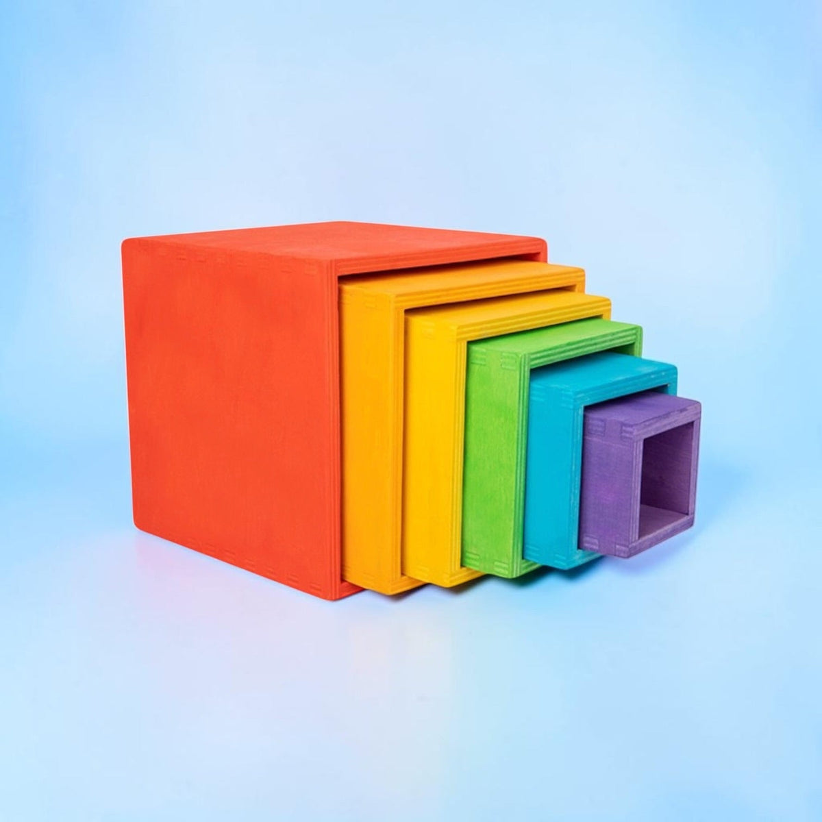 Green Elephant 6-Piece Rainbow Wooden Nesting Boxes – Stacking & Sorting Toy