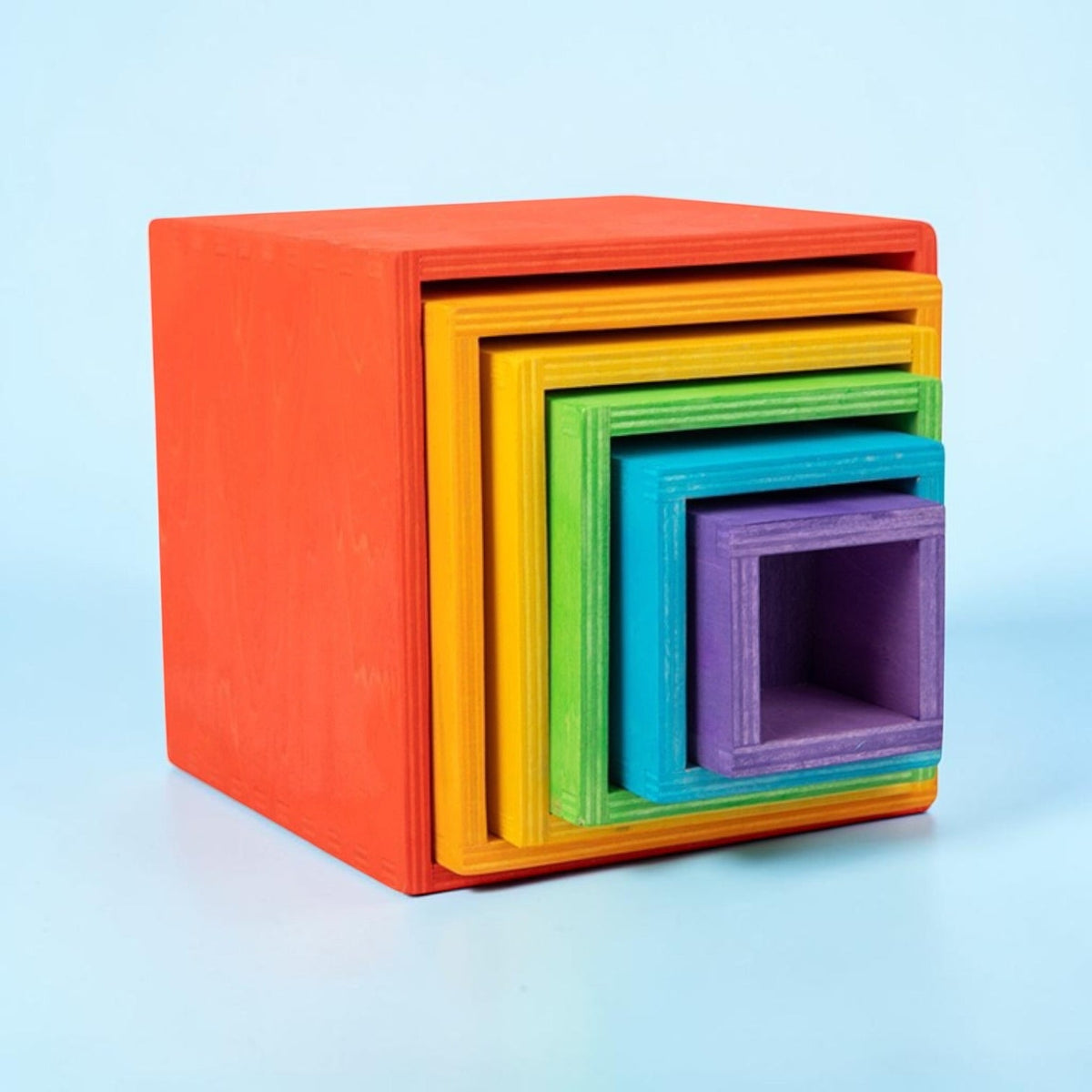 Green Elephant 6-Piece Rainbow Wooden Nesting Boxes – Stacking & Sorting Toy